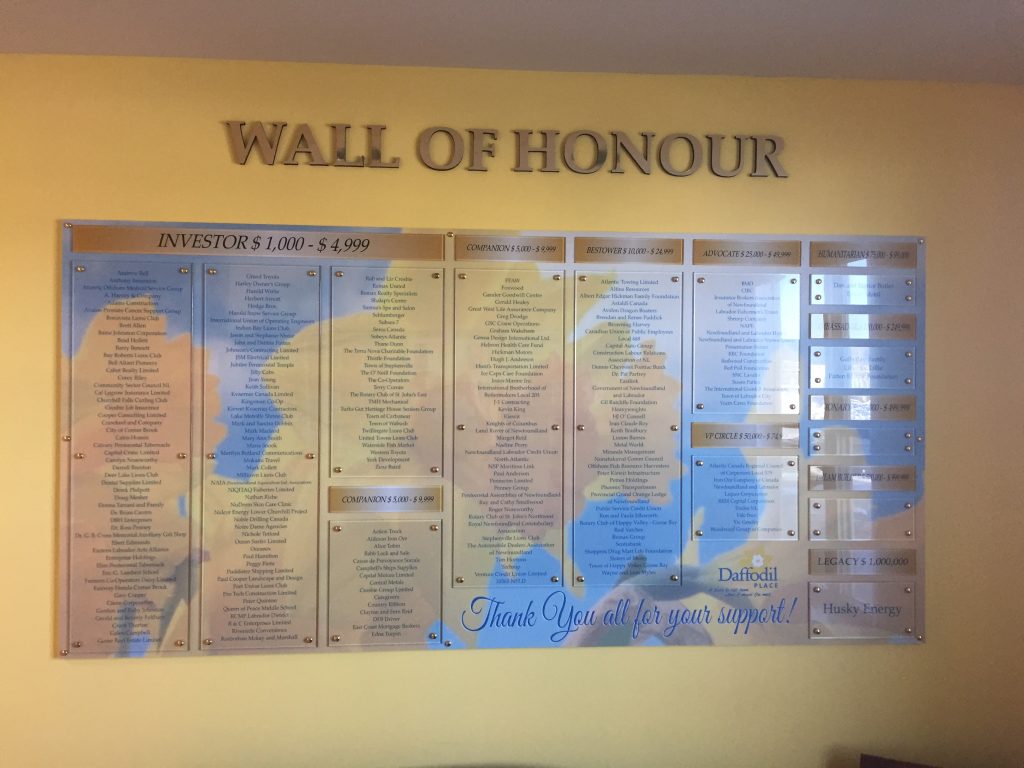 Daffodil Place Wall of Honour